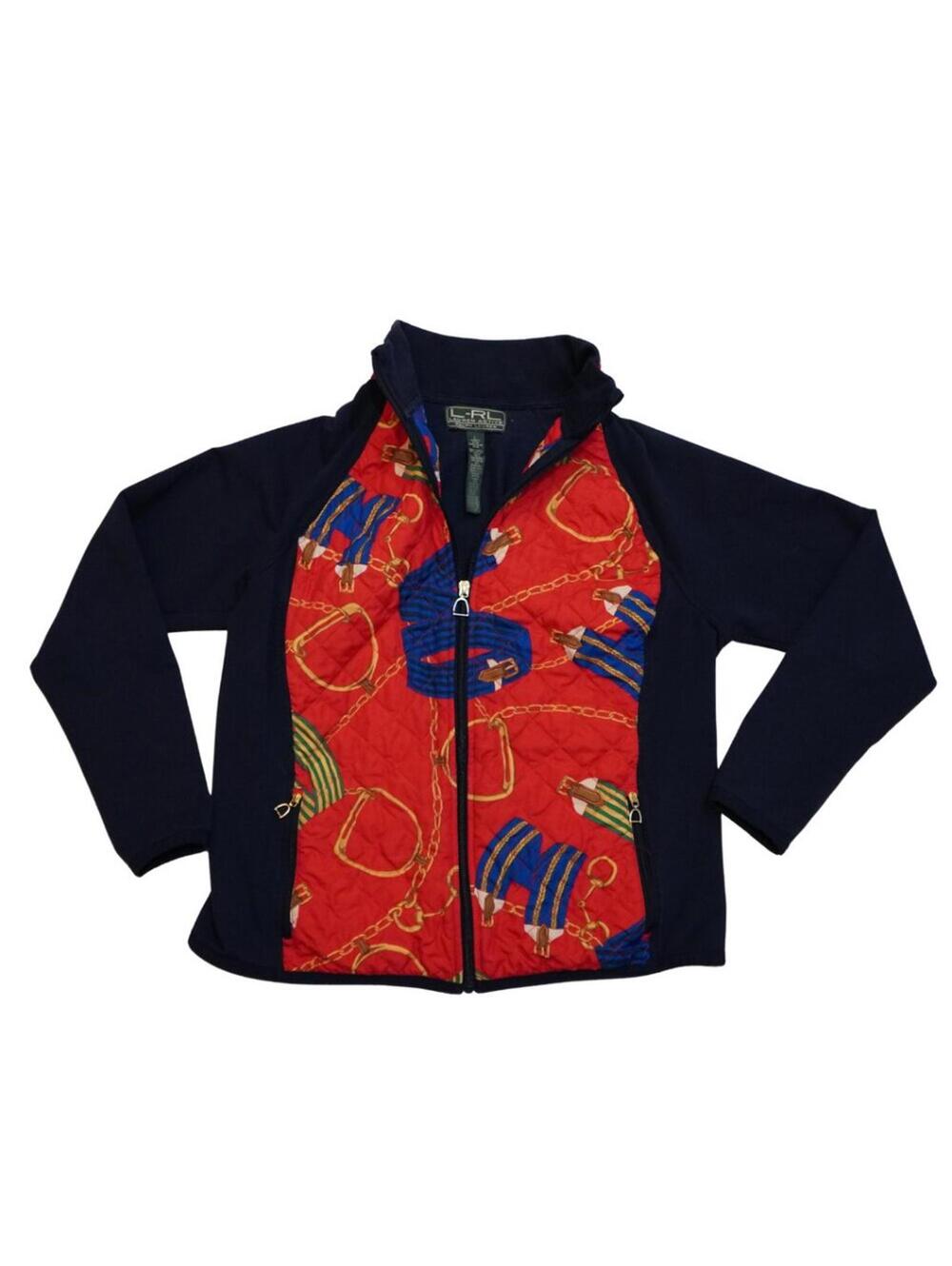 Ralph Lauren Equestrian Print Quilted Zip-Up Jacket Size L‎ Vintage